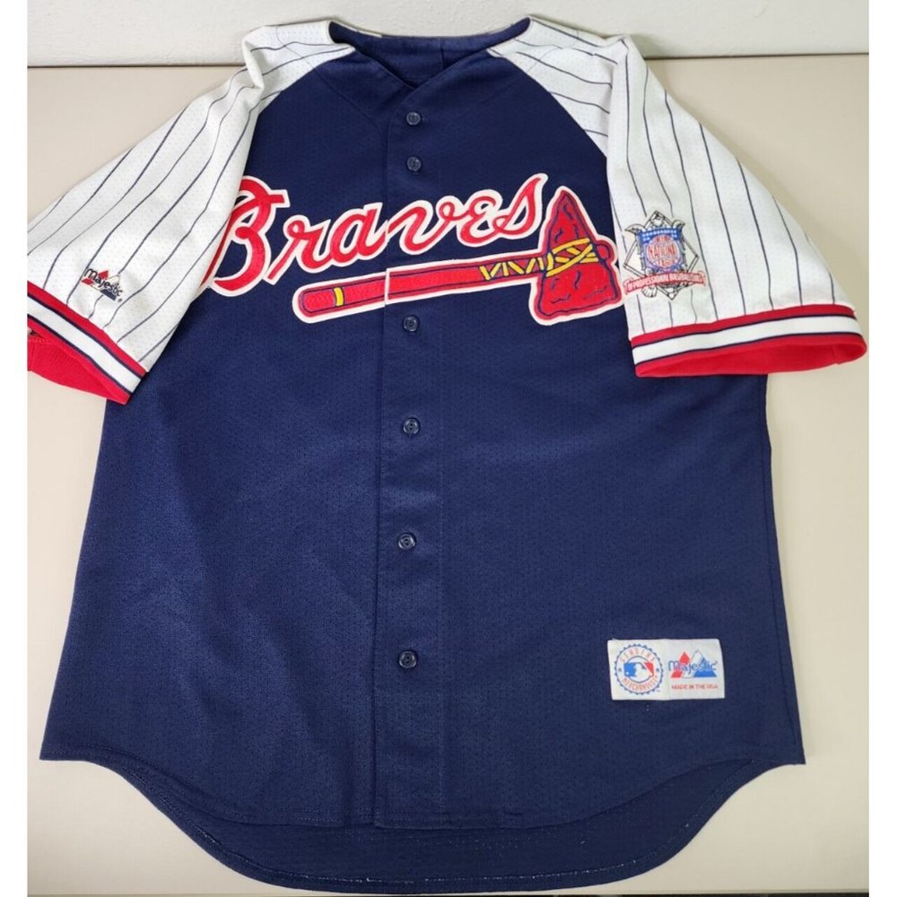 Vintage Stitched Atlanta Braves Majestic jersey Youth XL #25 Jones w/ Patches